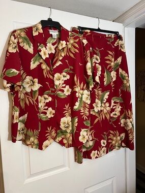 Alfred Dunner Red Floral Two-Piece Skirt Set
